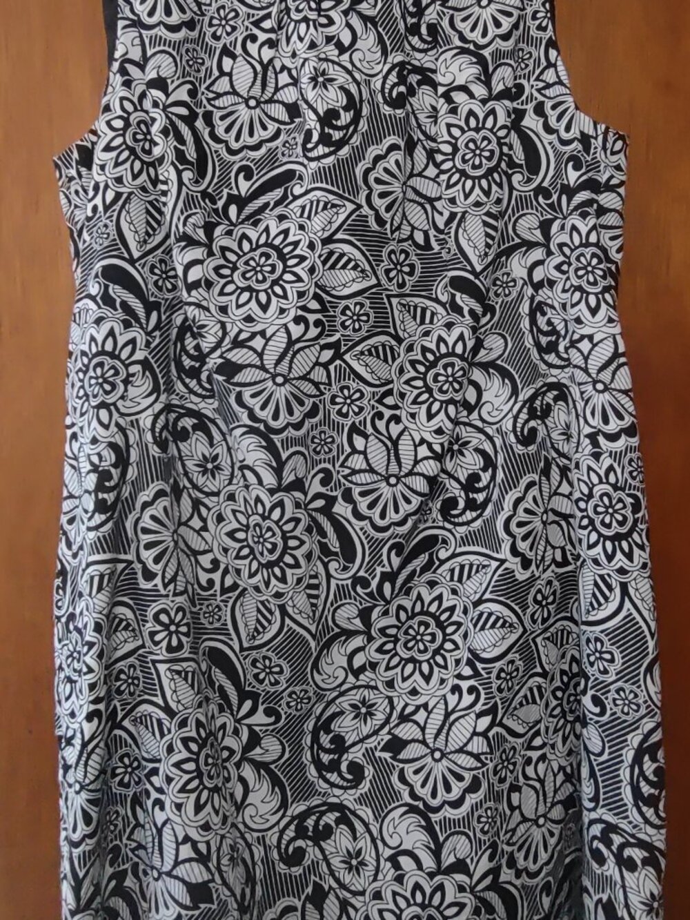 Tweeds Woman Black And White Paisley Tailored Lined Dress Linen Plus 1X